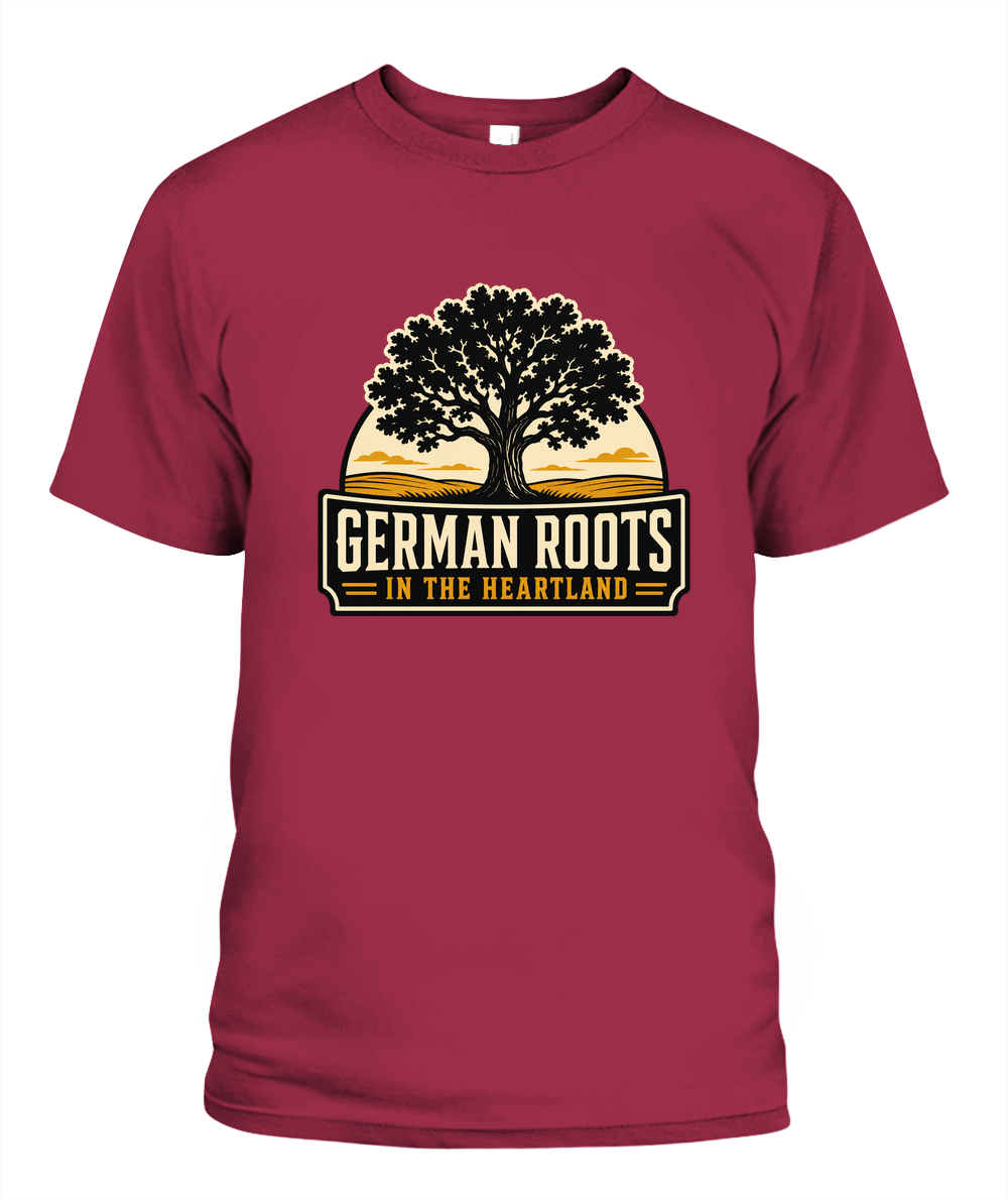 German Roots In The Heartland — T-Shirt in Crimson