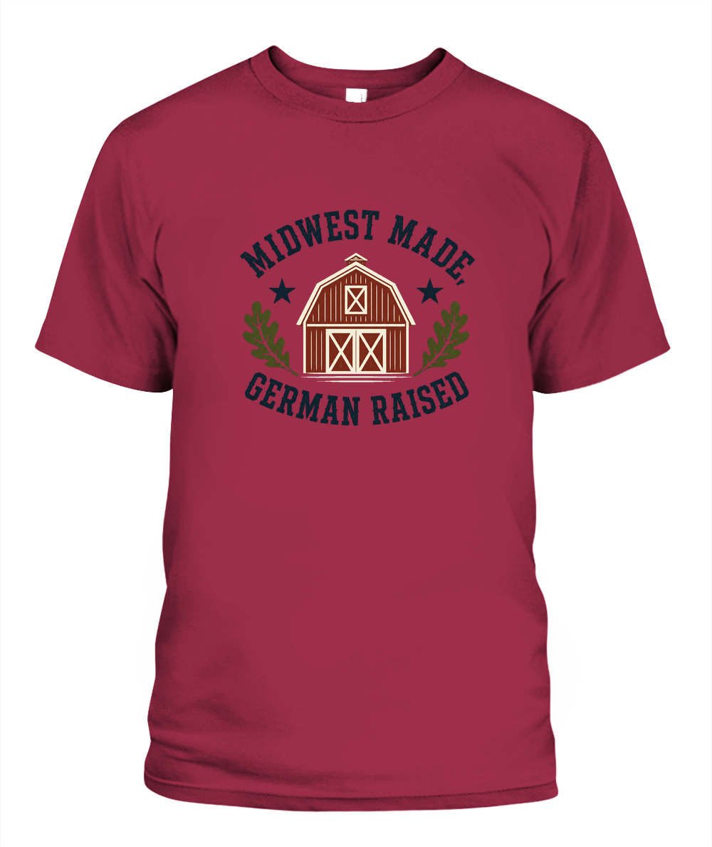 Midwest Made, German Raised — T-Shirt in Crimson