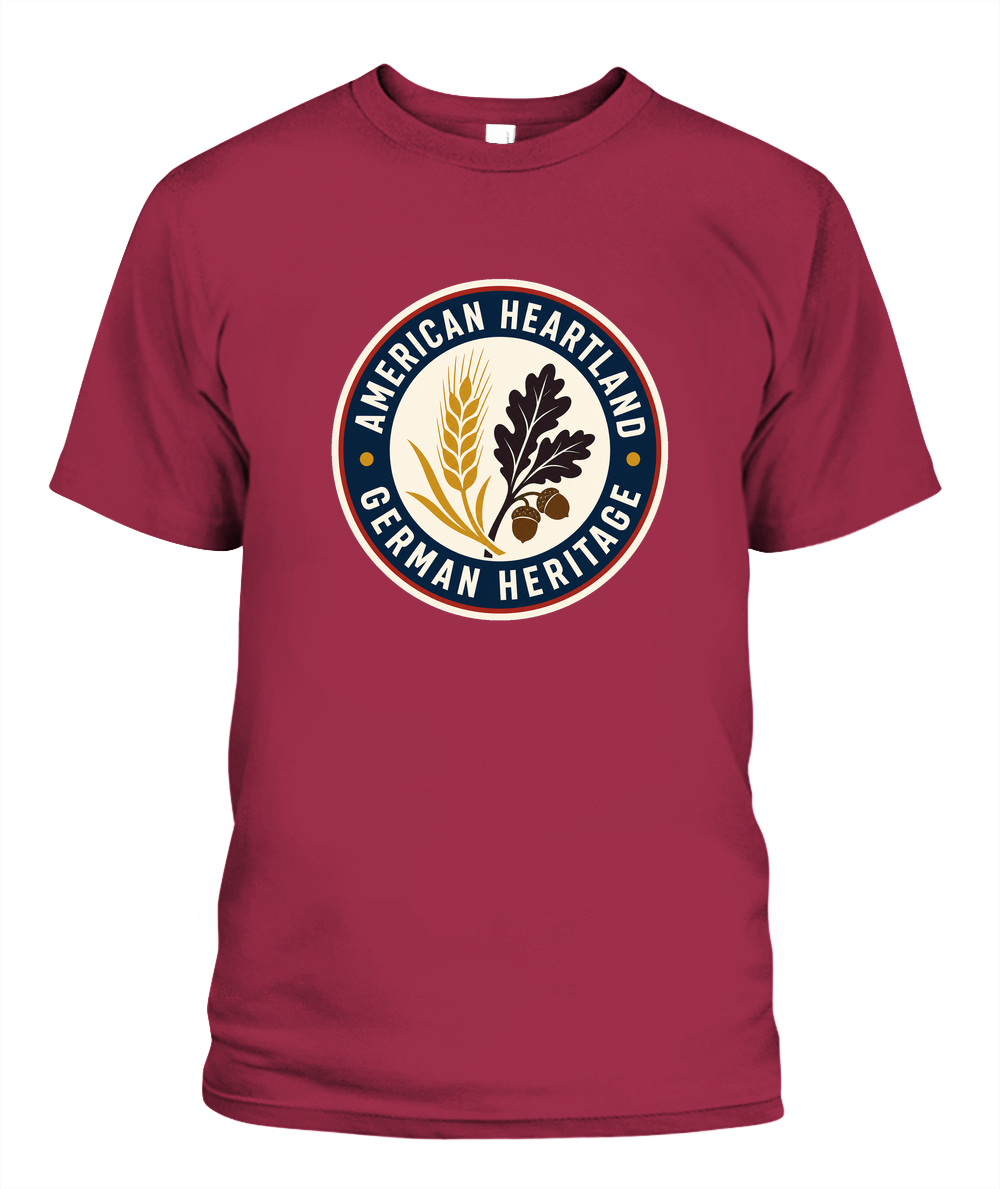 American Heartland, German Heritage — T-Shirt in Crimson