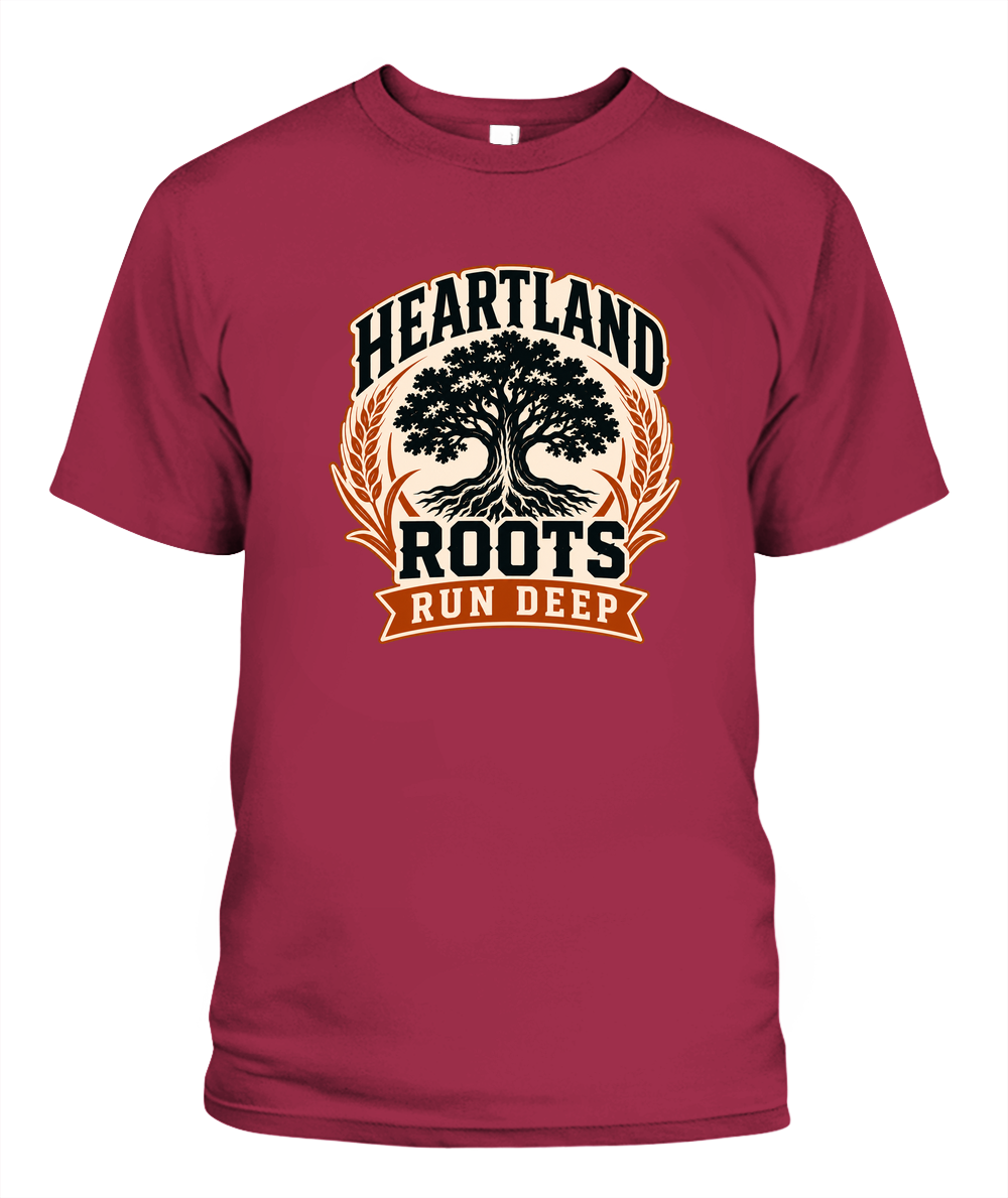 Heartland Roots Run Deep — T-Shirt in Crimson