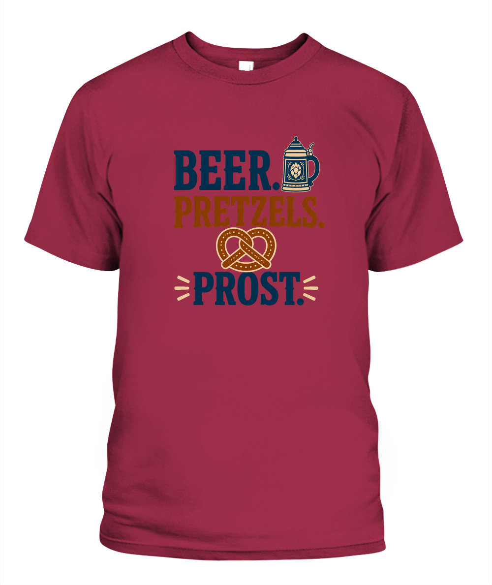Beer. Pretzels. Prost. — T-Shirt in Crimson