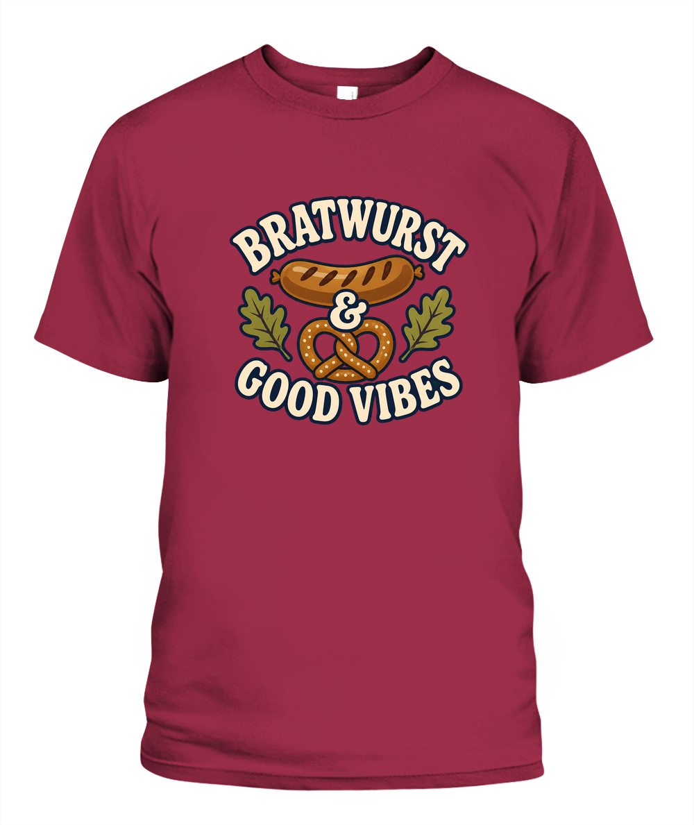 Bratwurst & Good Vibes — T-Shirt in Crimson