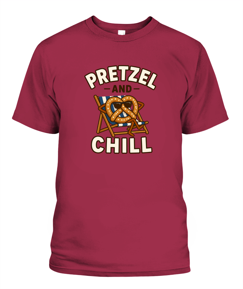 Pretzel And Chill — T-Shirt in Crimson