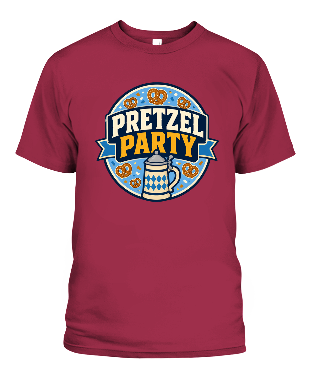 Pretzel Party — T-Shirt in Crimson