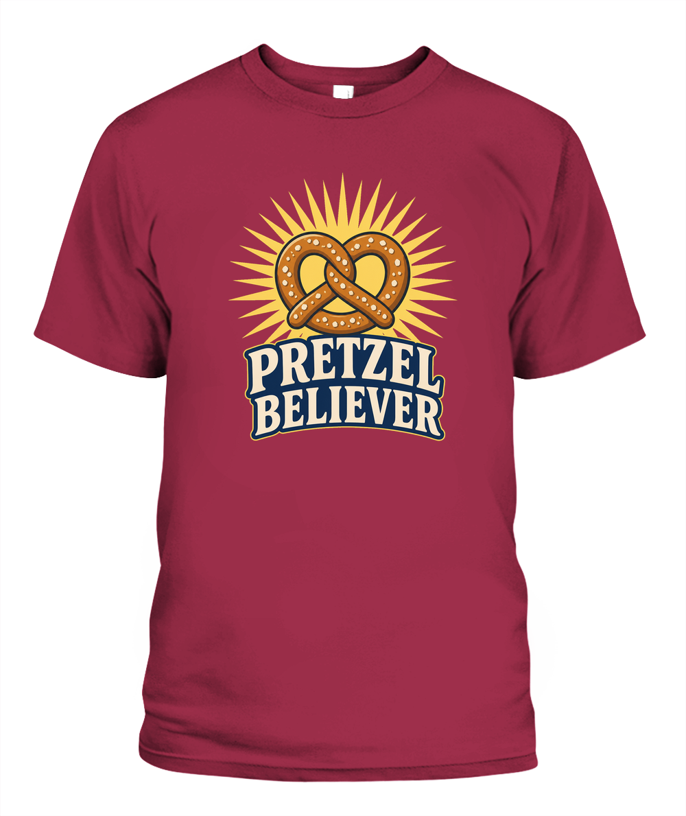 Pretzel Believer — T-Shirt in Crimson