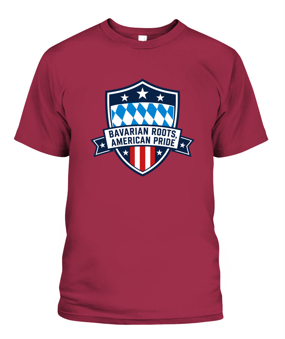 Bavarian Roots, American Pride — T-Shirt in Crimson