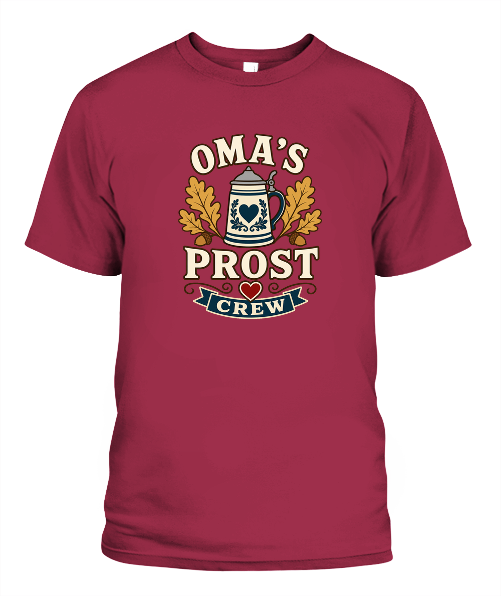 Oma's Prost Crew — T-Shirt in Crimson