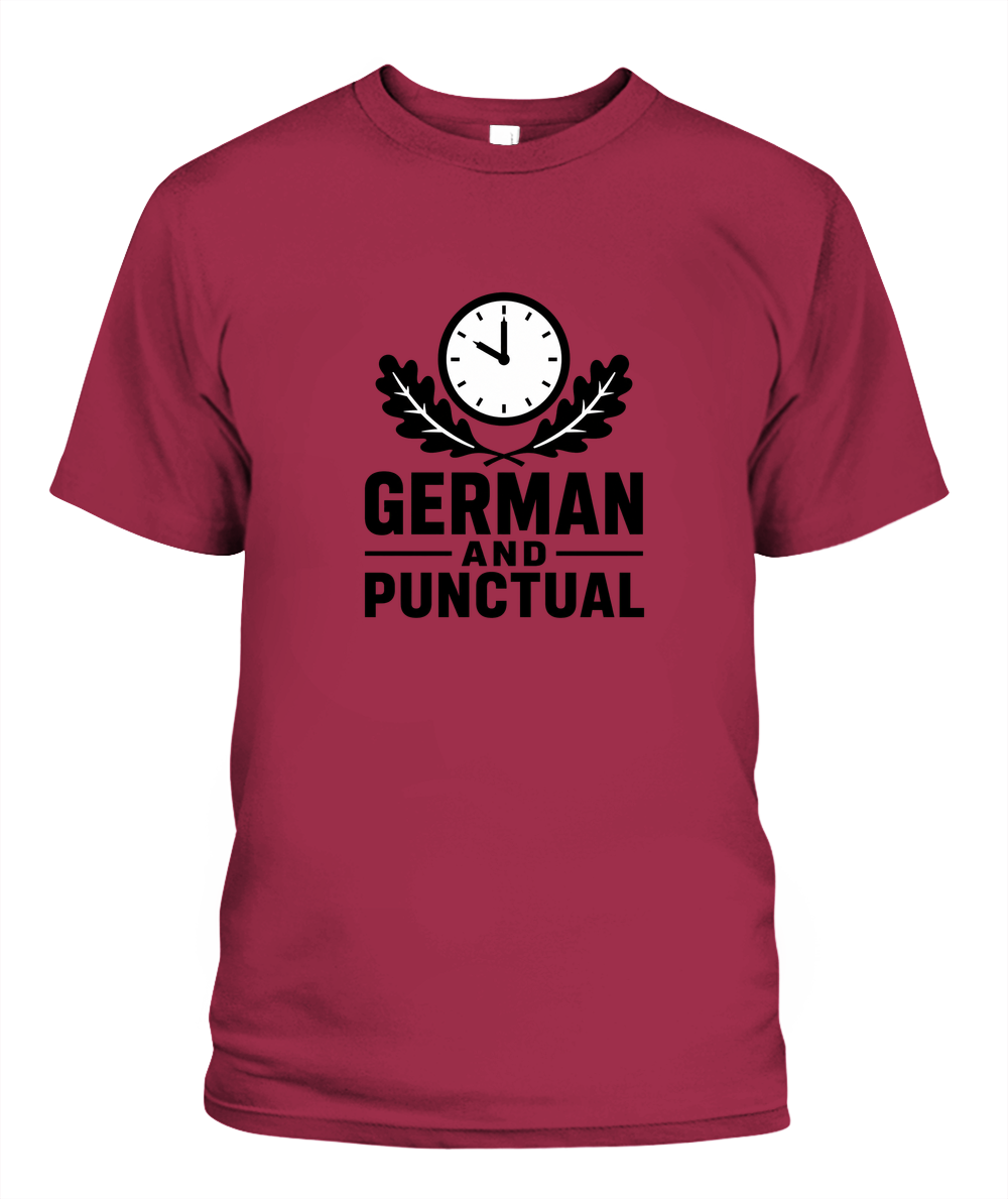 German And Punctual — T-Shirt in Crimson