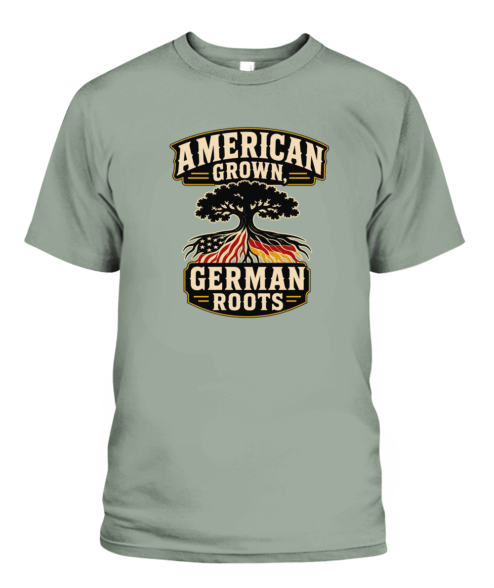 American Grown, German Roots — T-Shirt in Bay