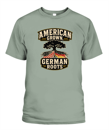 American Grown, German Roots — T-Shirt in Bay