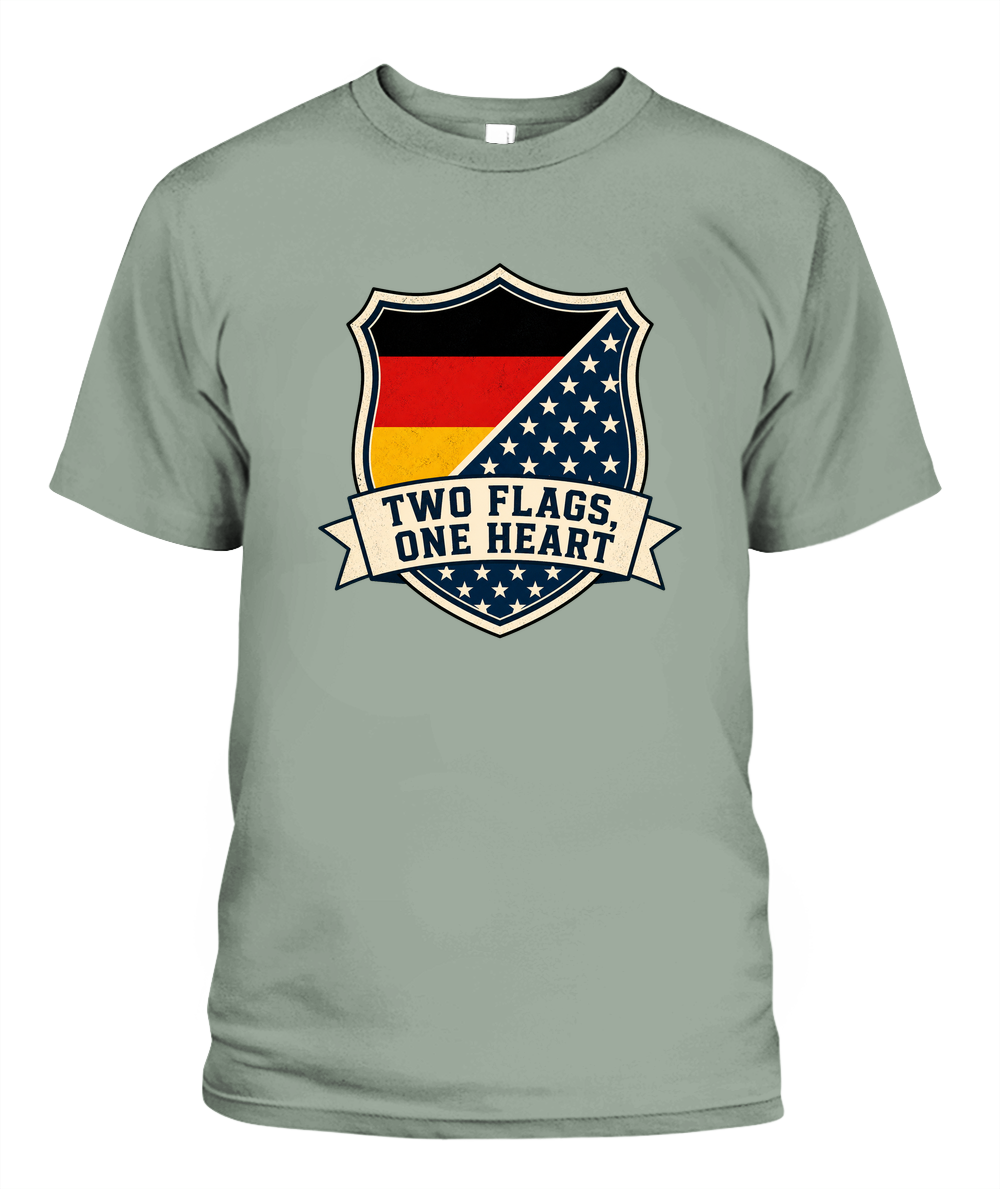Two Flags, One Heart — T-Shirt in Bay