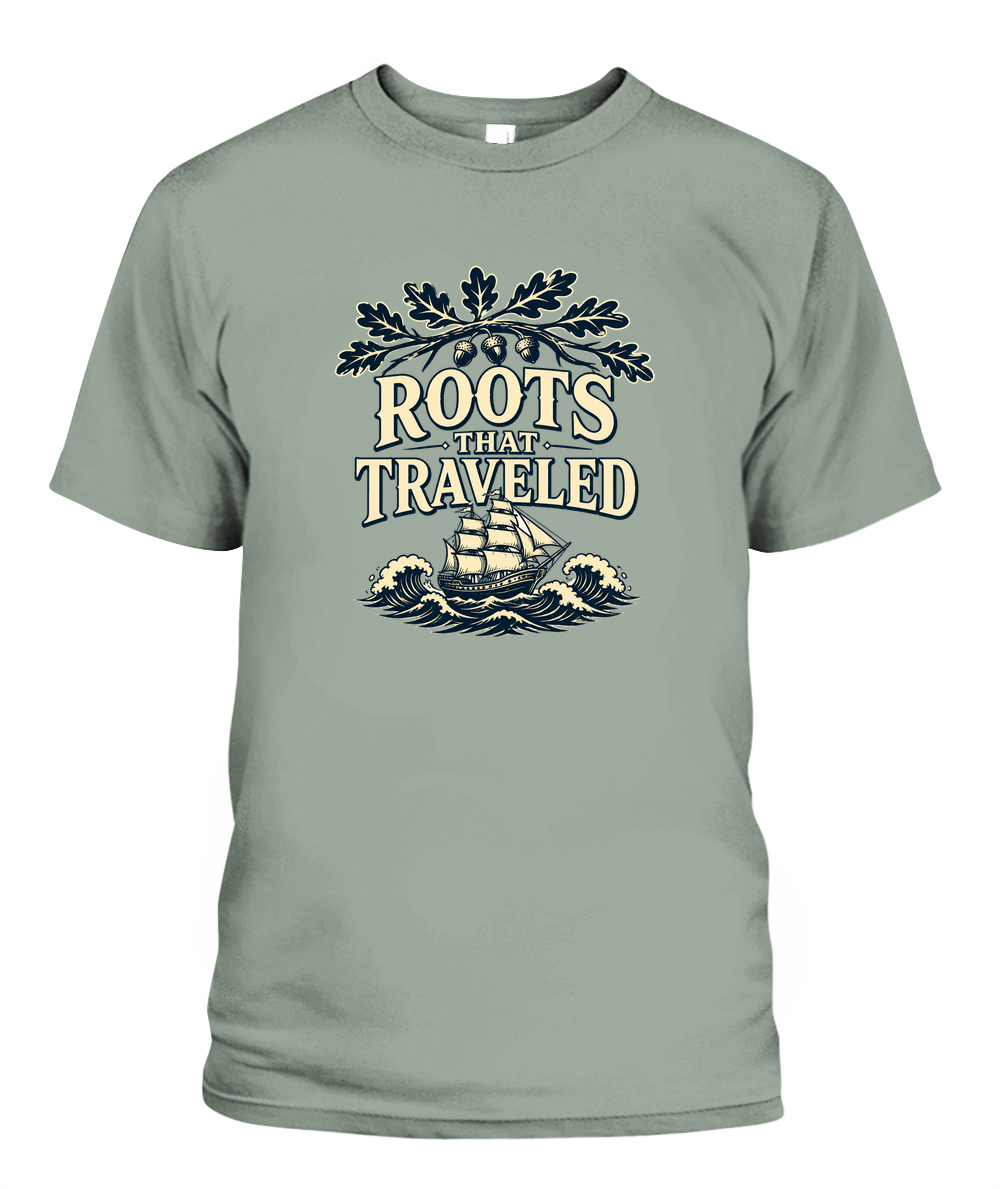 Roots That Traveled — T-Shirt in Bay