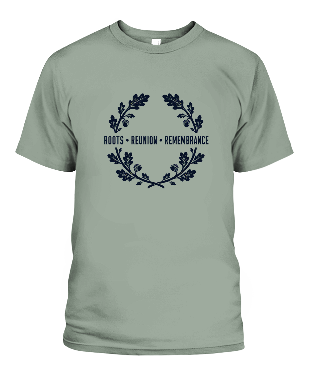 Roots, Reunion, Remembrance — T-Shirt in Bay