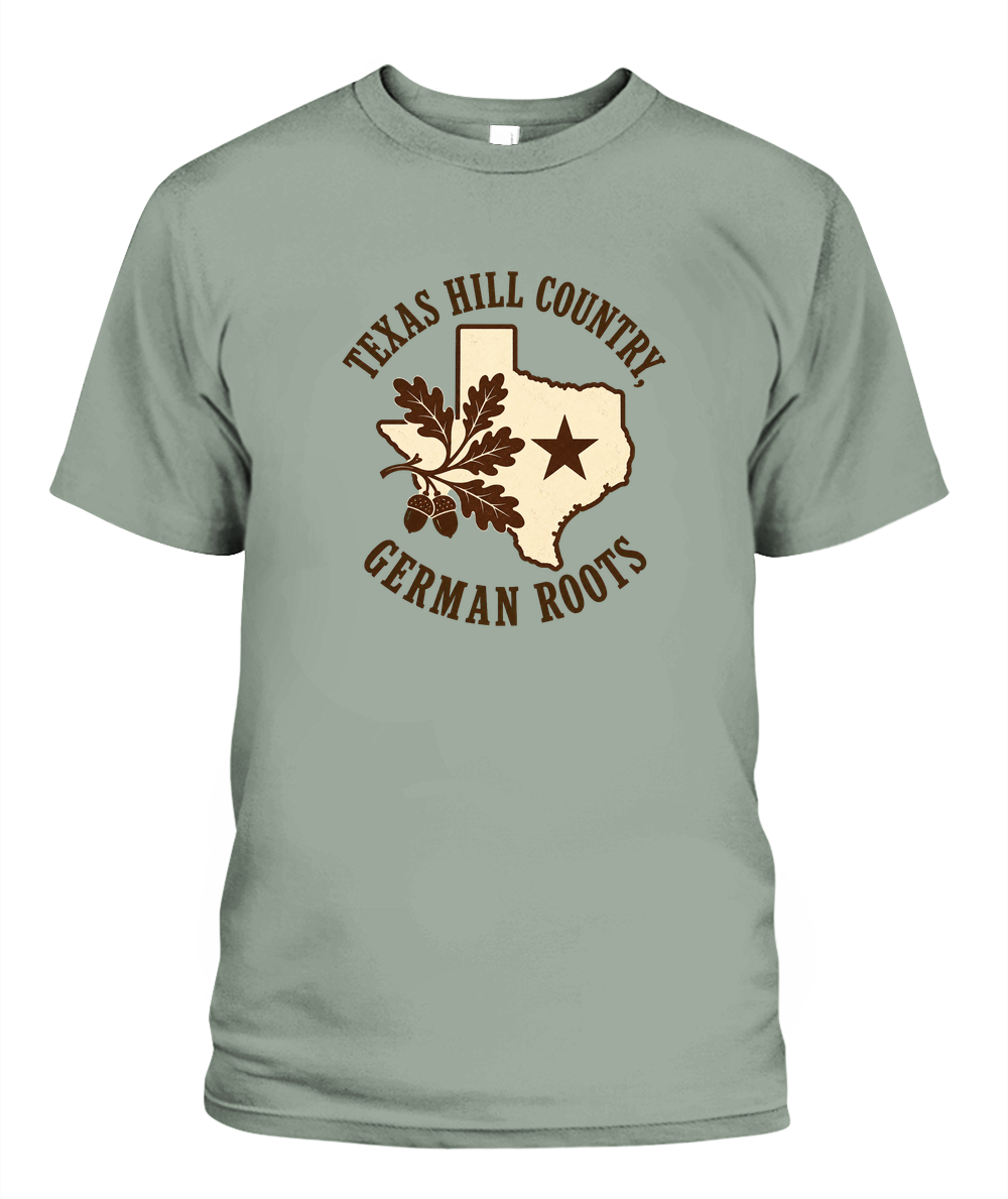 Texas Hill Country, German Roots — T-Shirt in Bay