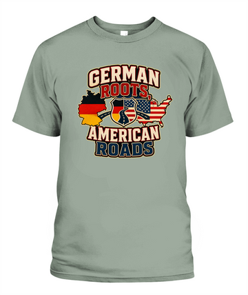 German Roots, American Roads — T-Shirt in Bay
