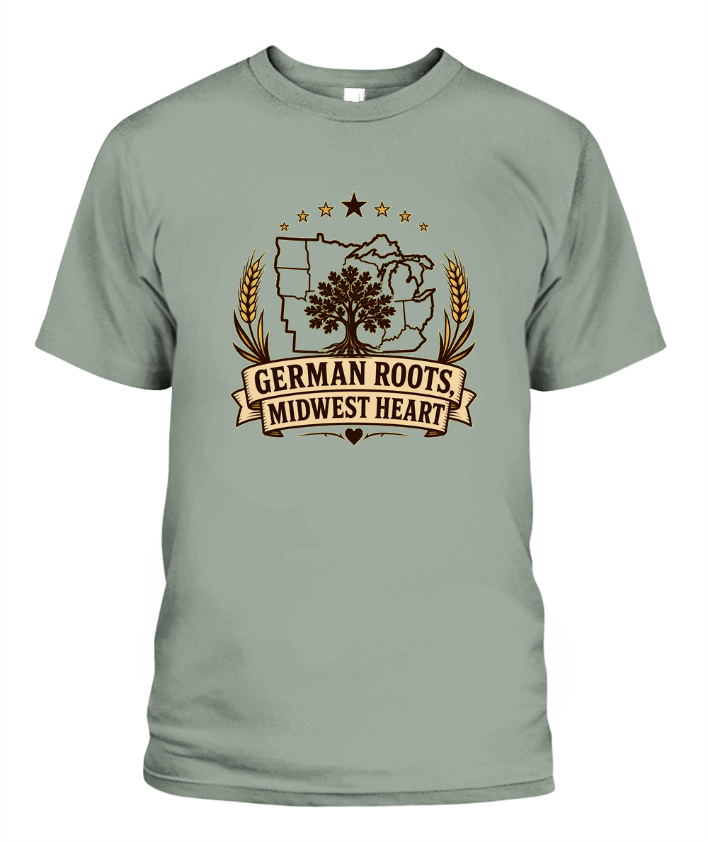 German Roots, Midwest Heart — T-Shirt in Bay