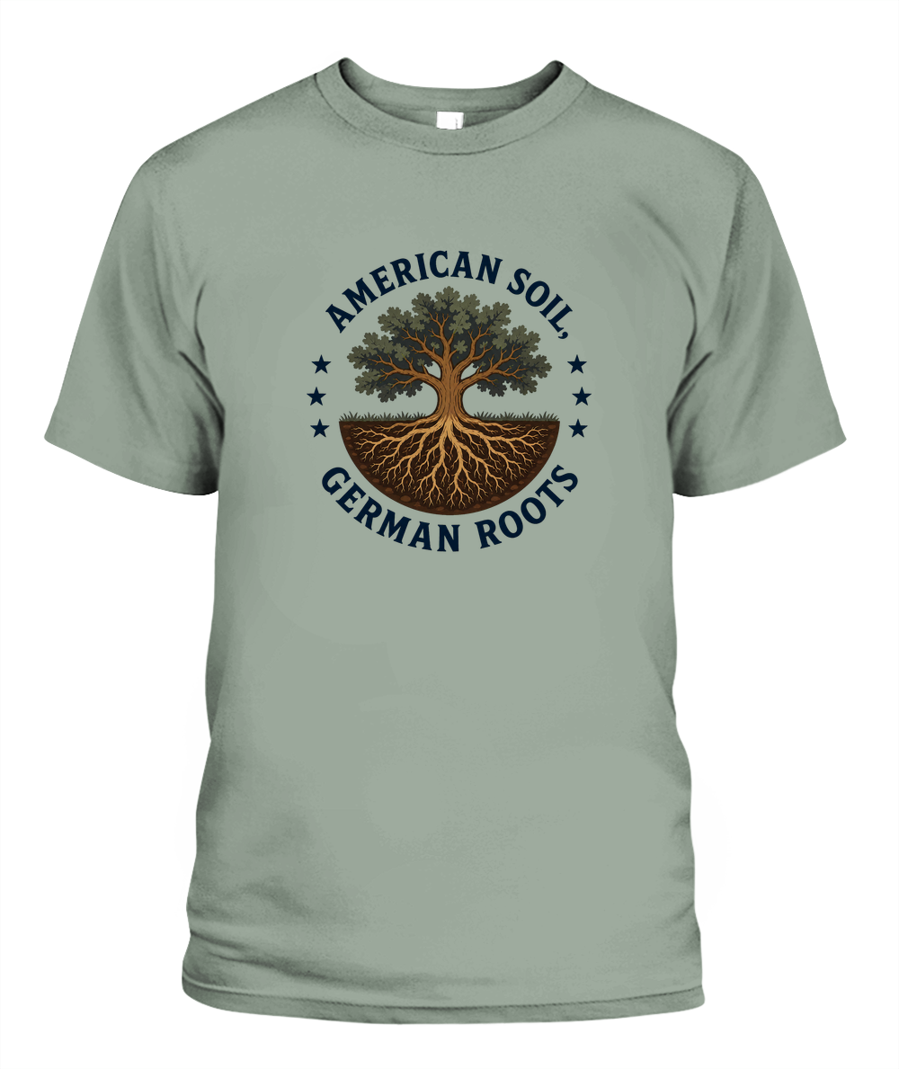 American Soil, German Roots — T-Shirt in Bay