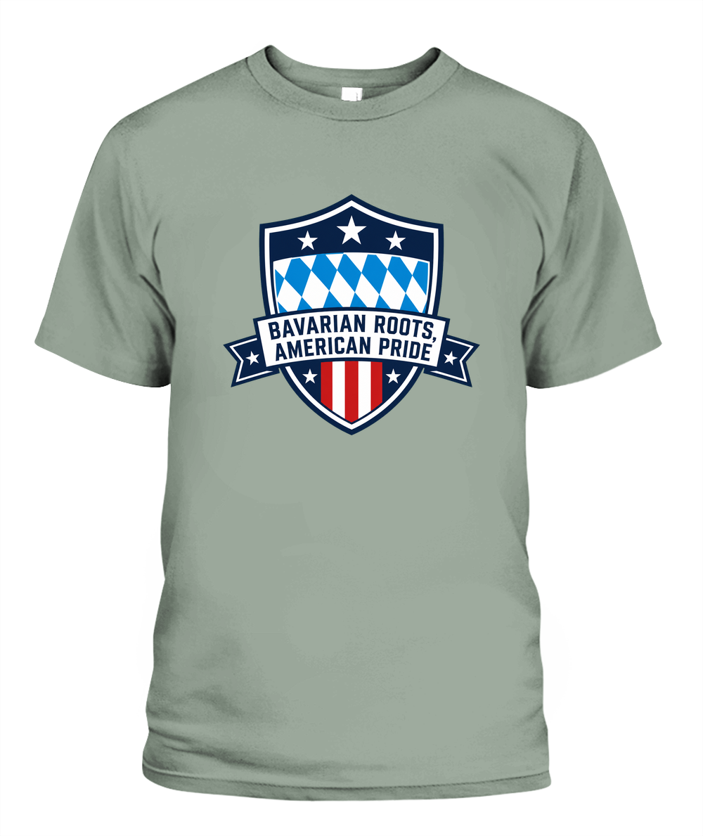 Bavarian Roots, American Pride — T-Shirt in Bay