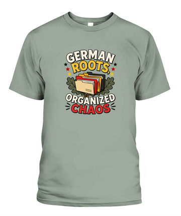 German Roots, Organized Chaos — T-Shirt in Bay