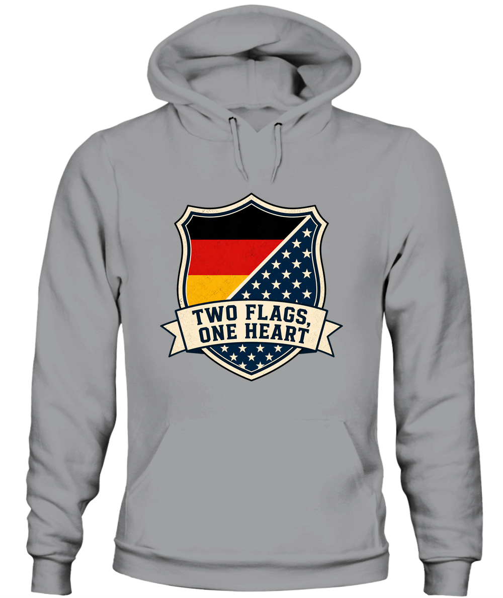 Two Flags, One Heart — Hoodie in Sport Grey