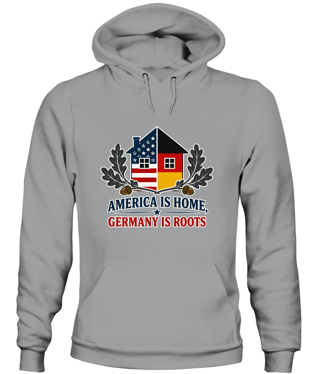 America Is Home, Germany Is Roots — Hoodie in Sport Grey