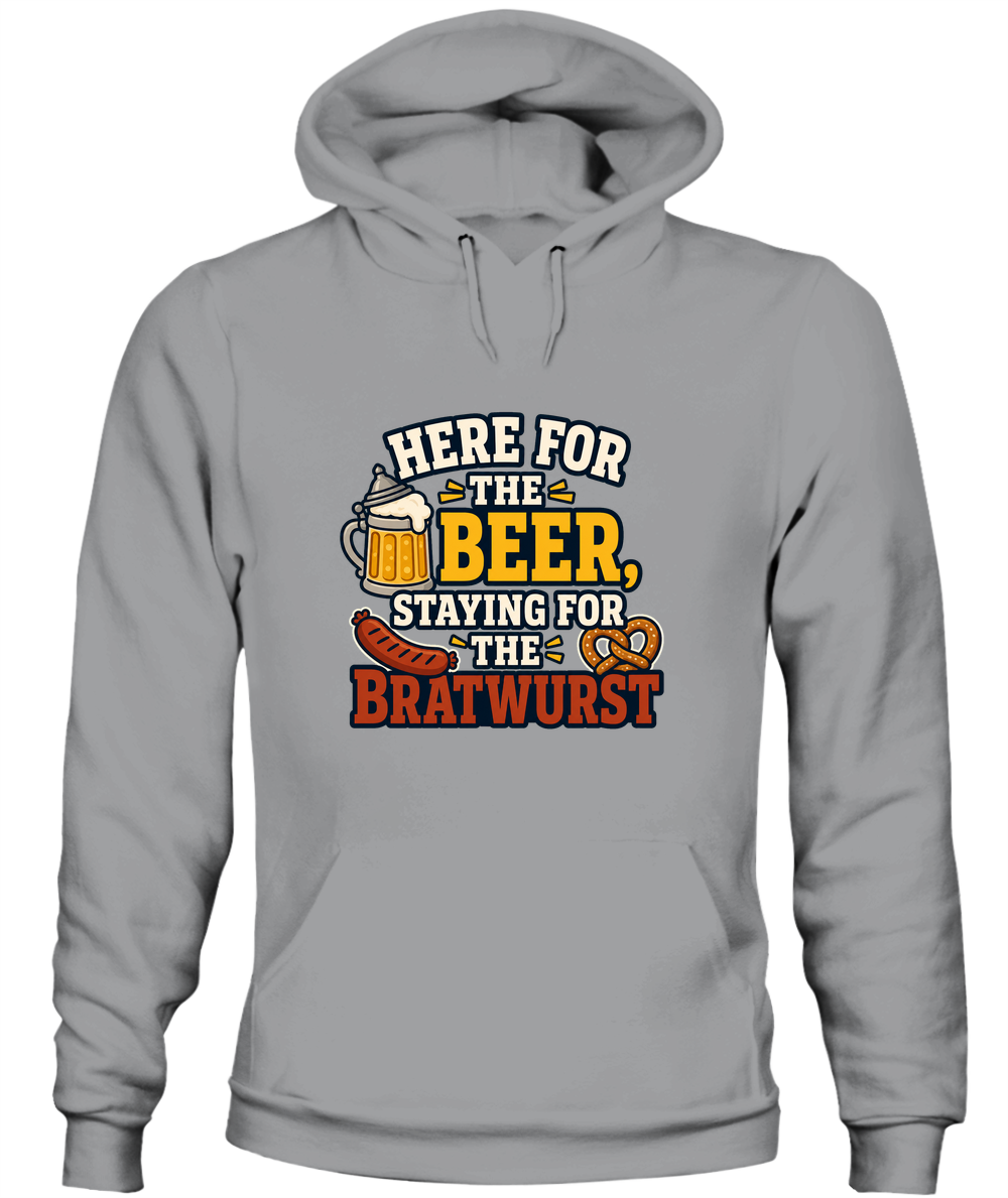 Here For The Beer, Staying For The Bratwurst — Hoodie in Sport Grey