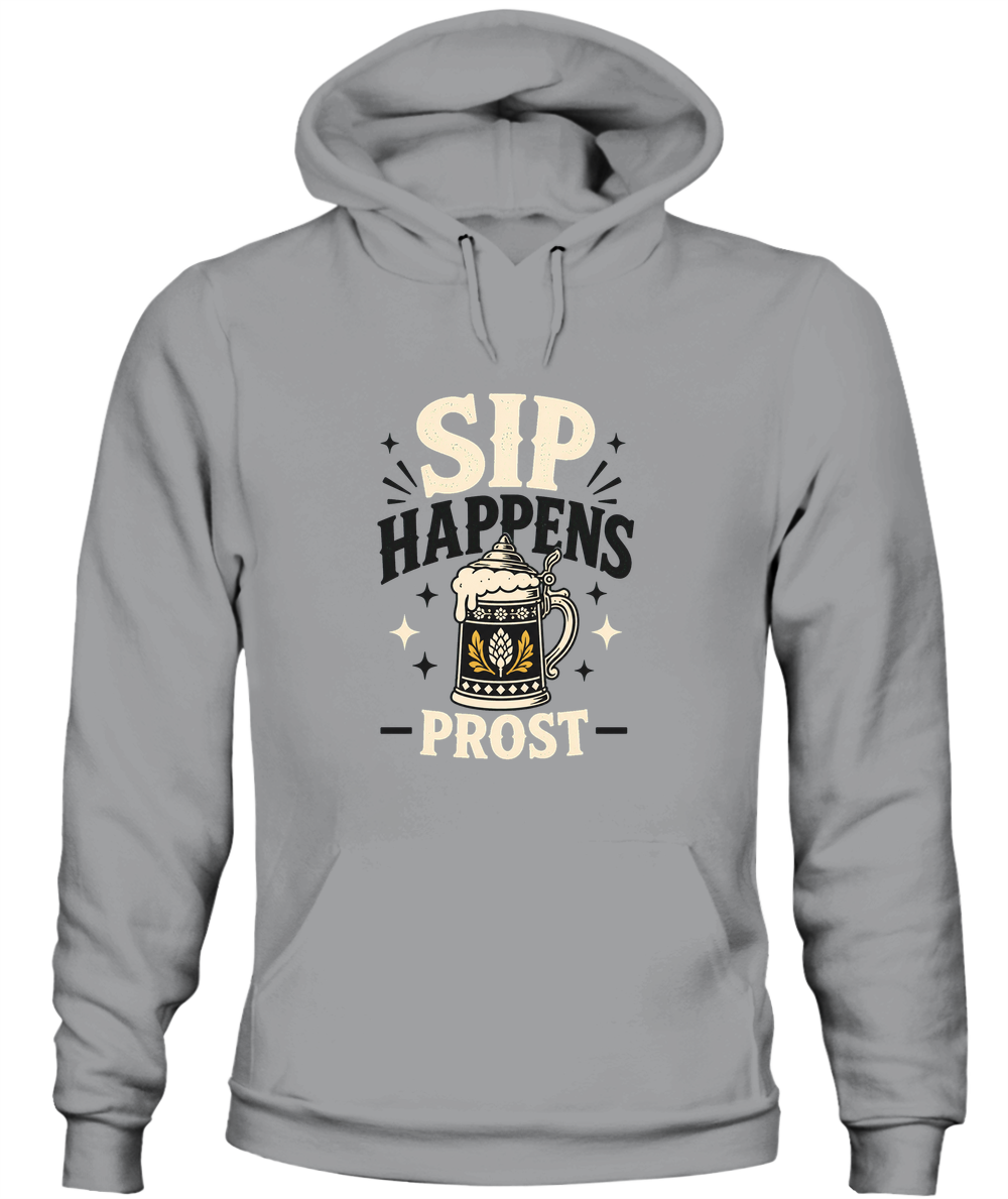 Sip Happens — Prost — Hoodie in Sport Grey