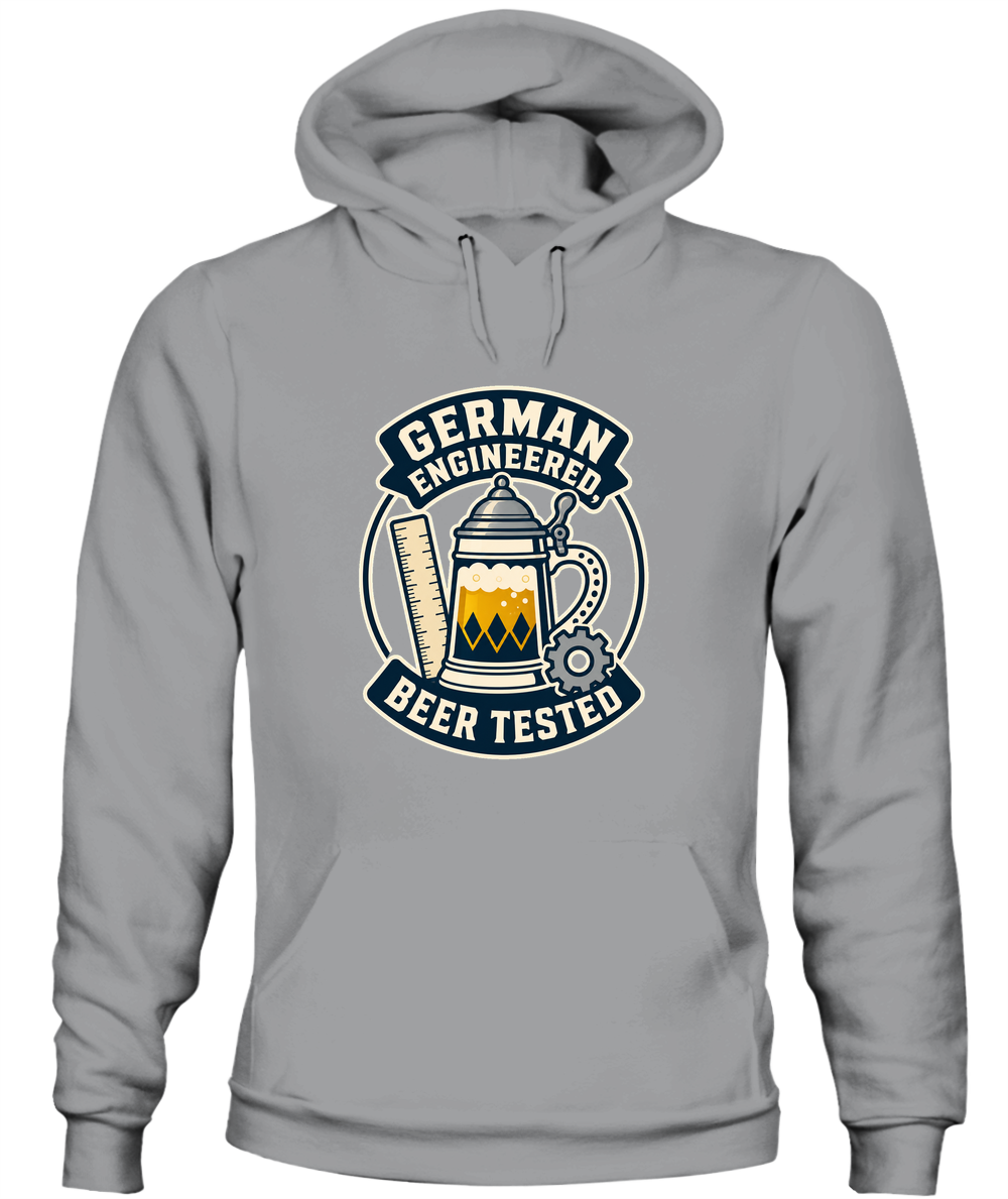 German Engineered, Beer Tested — Hoodie in Sport Grey