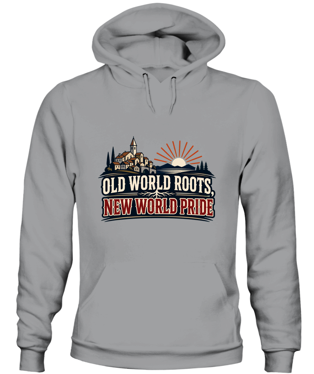 Old World Roots, New World Pride — Hoodie in Sport Grey