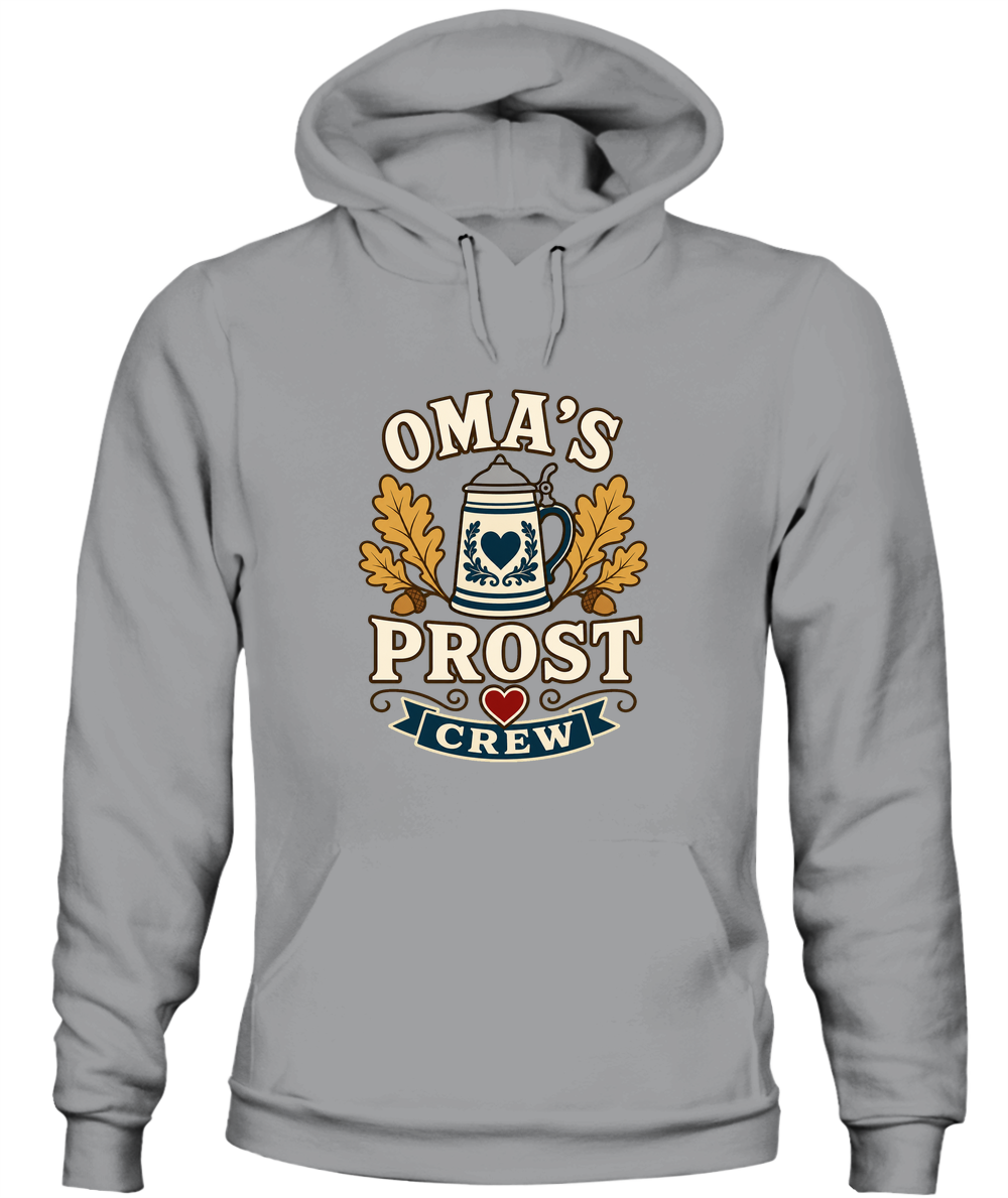 Oma's Prost Crew — Hoodie in Sport Grey