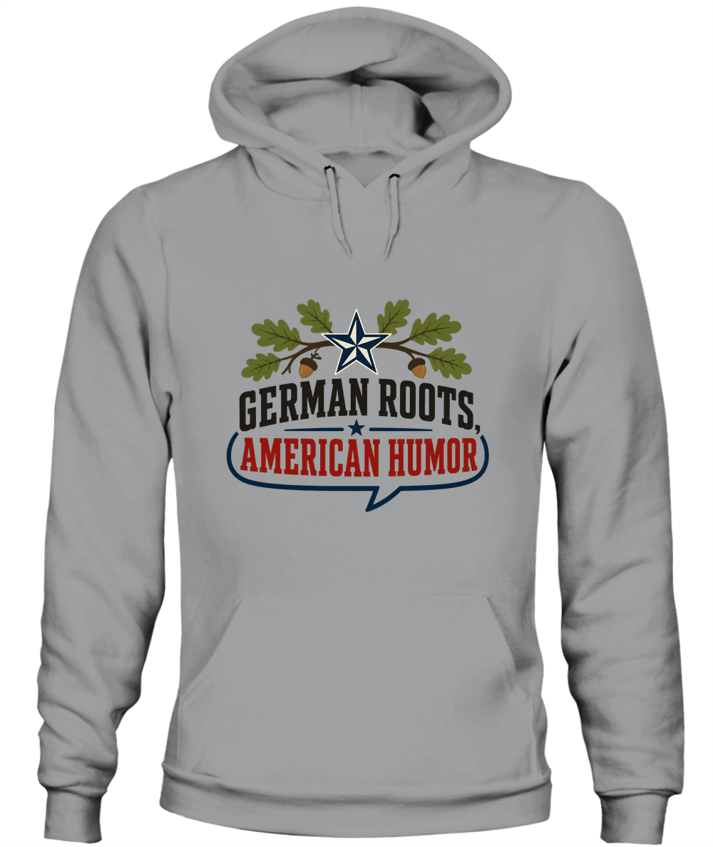 German Roots, American Humor — Hoodie in Sport Grey