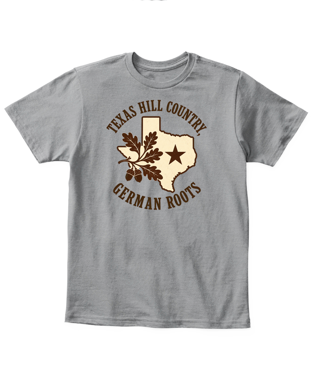 Texas Hill Country, German Roots — Kid's T Shirt in Sport Grey