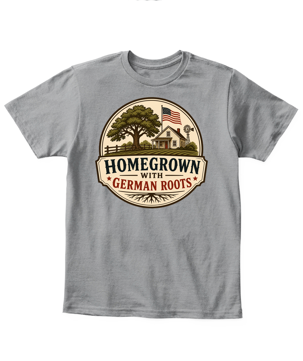 Homegrown With German Roots — Kid's T Shirt in Sport Grey