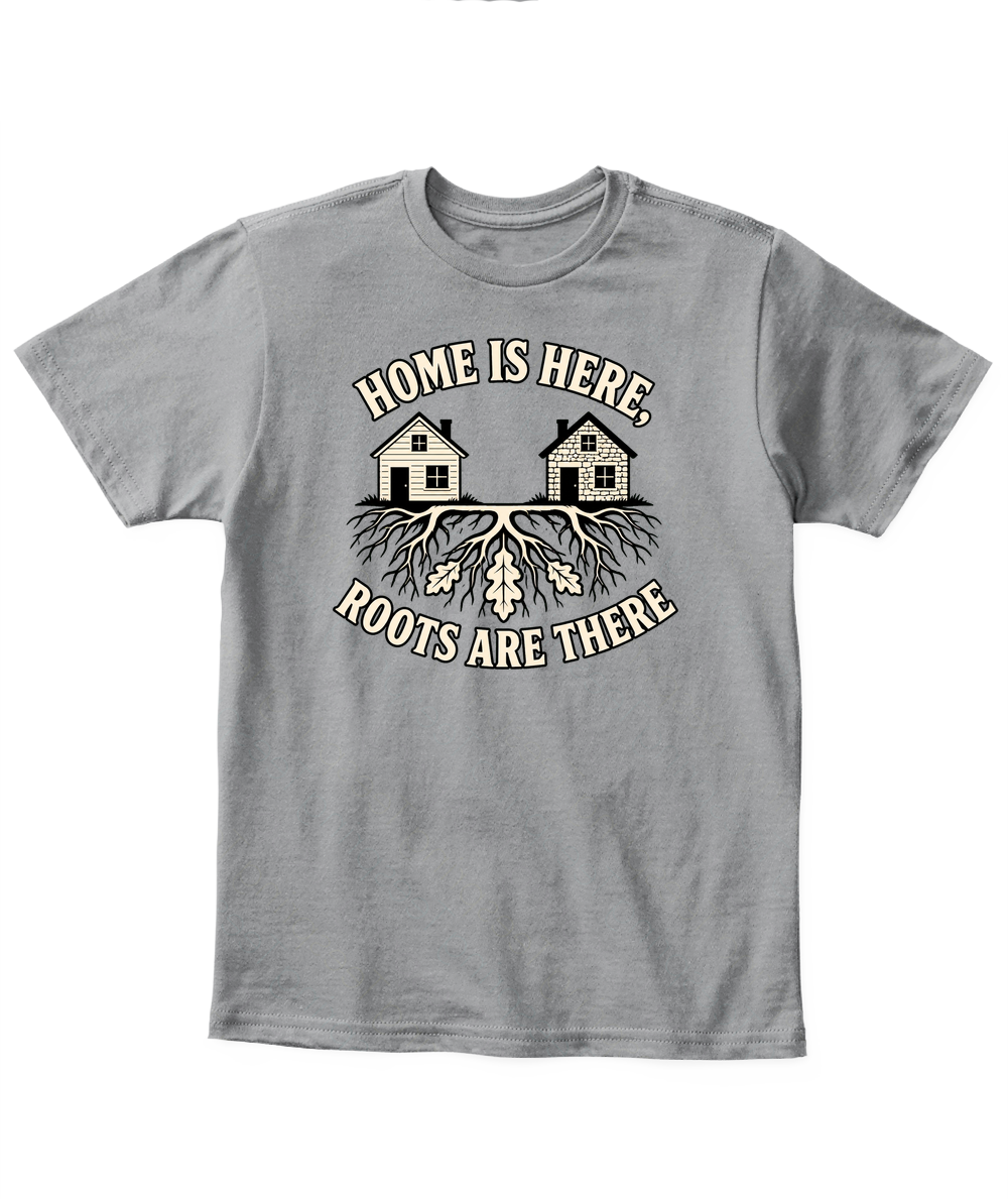 Home Is Here, Roots Are There — Kid's T Shirt in Sport Grey