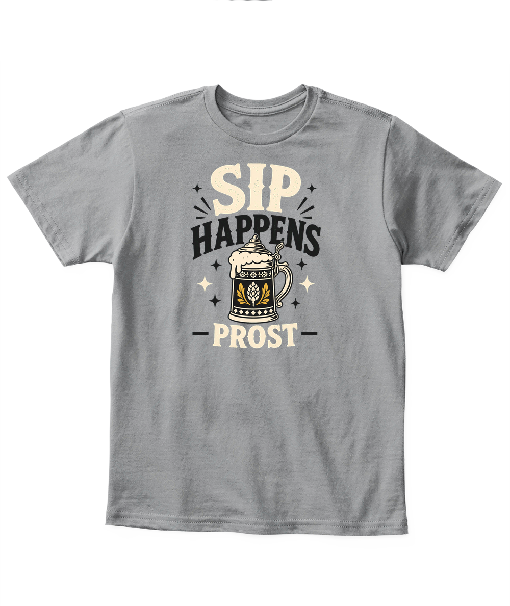 Sip Happens — Prost — Kid's T Shirt in Sport Grey