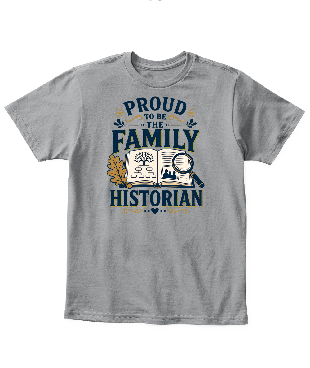 Proud To Be The Family Historian — Kid's T Shirt in Sport Grey