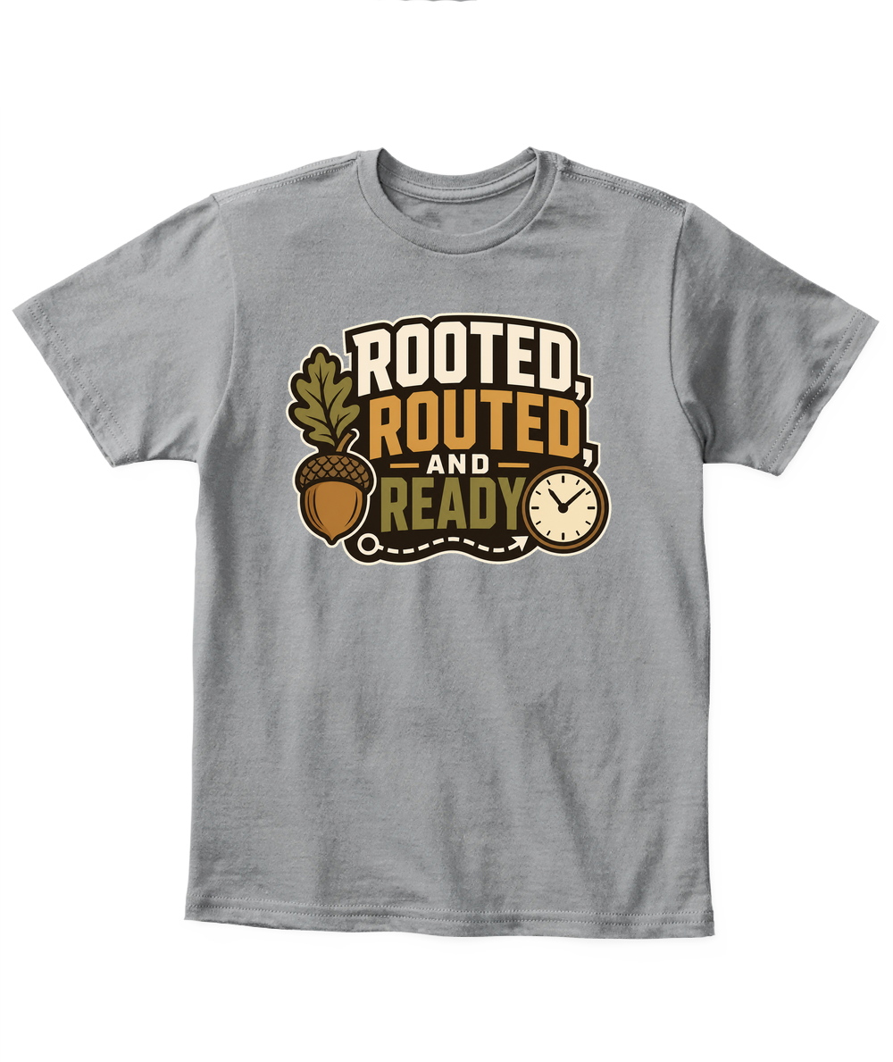 Rooted, Routed, And Ready — Kid's T Shirt in Sport Grey