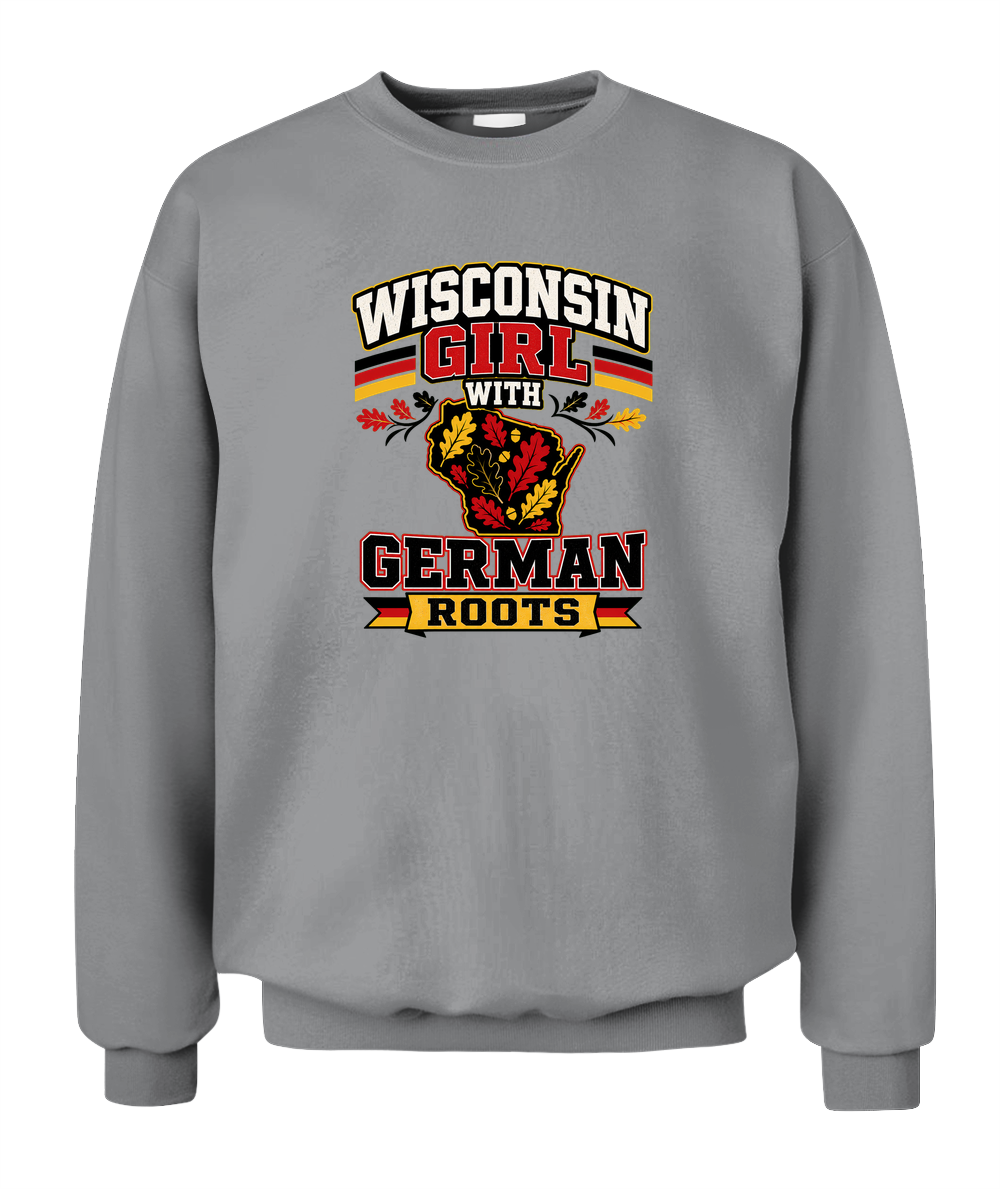 Wisconsin Girl With German Roots — Sweatshirt in Sport Grey