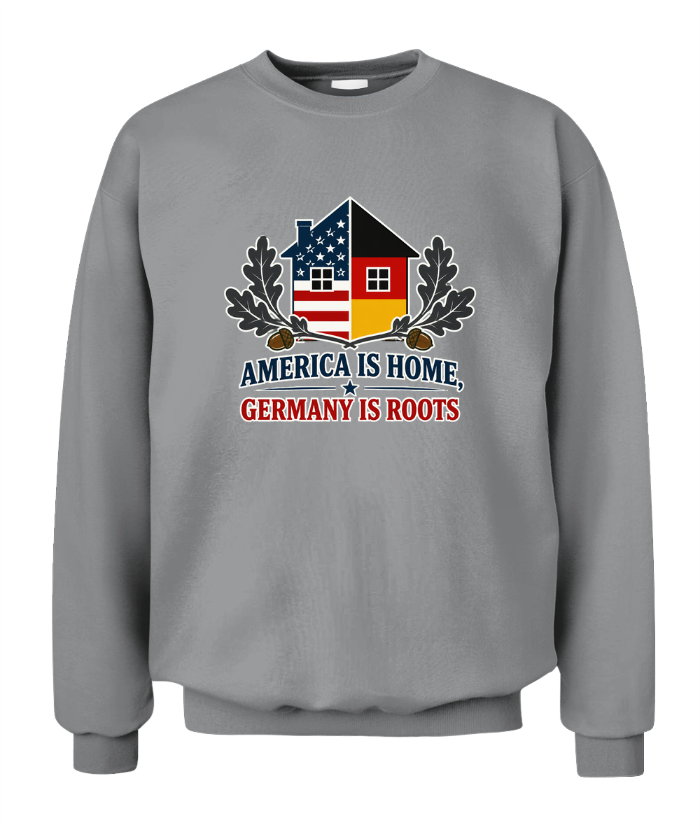 America Is Home, Germany Is Roots — Sweatshirt in Sport Grey