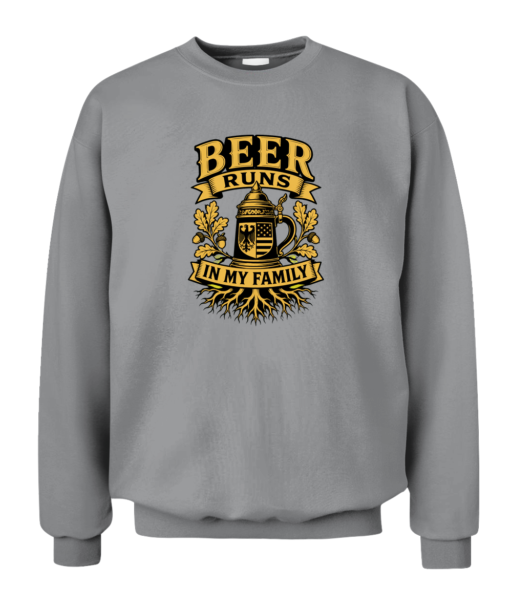 Beer Runs In My Family — Sweatshirt in Sport Grey