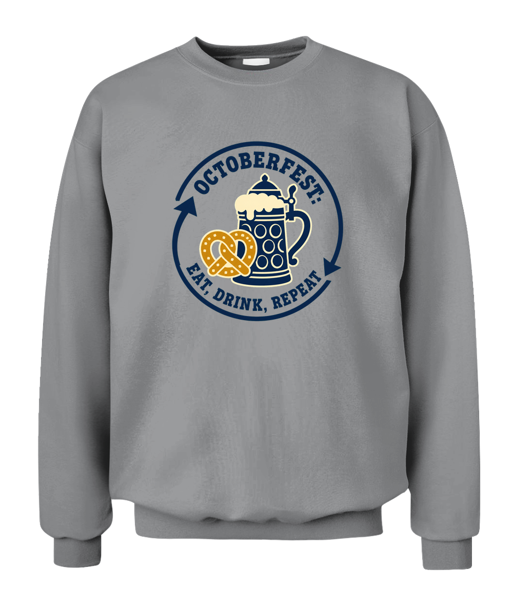 Octoberfest: Eat, Drink, Repeat — Sweatshirt in Sport Grey