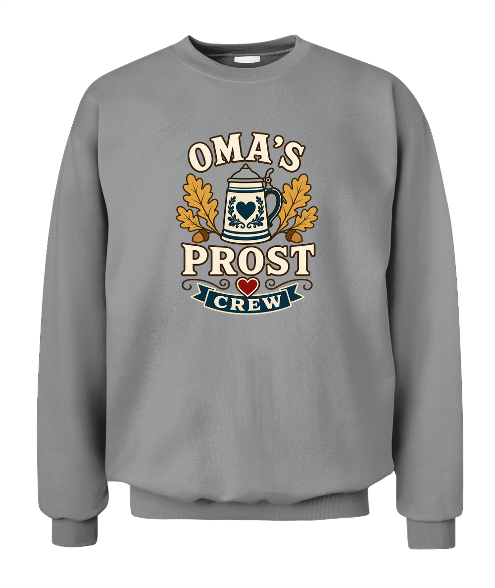 Oma's Prost Crew — Sweatshirt in Sport Grey