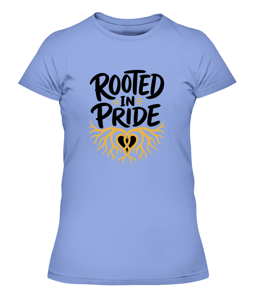 Rooted In Pride — Lady's T-Shirt in Light Blue