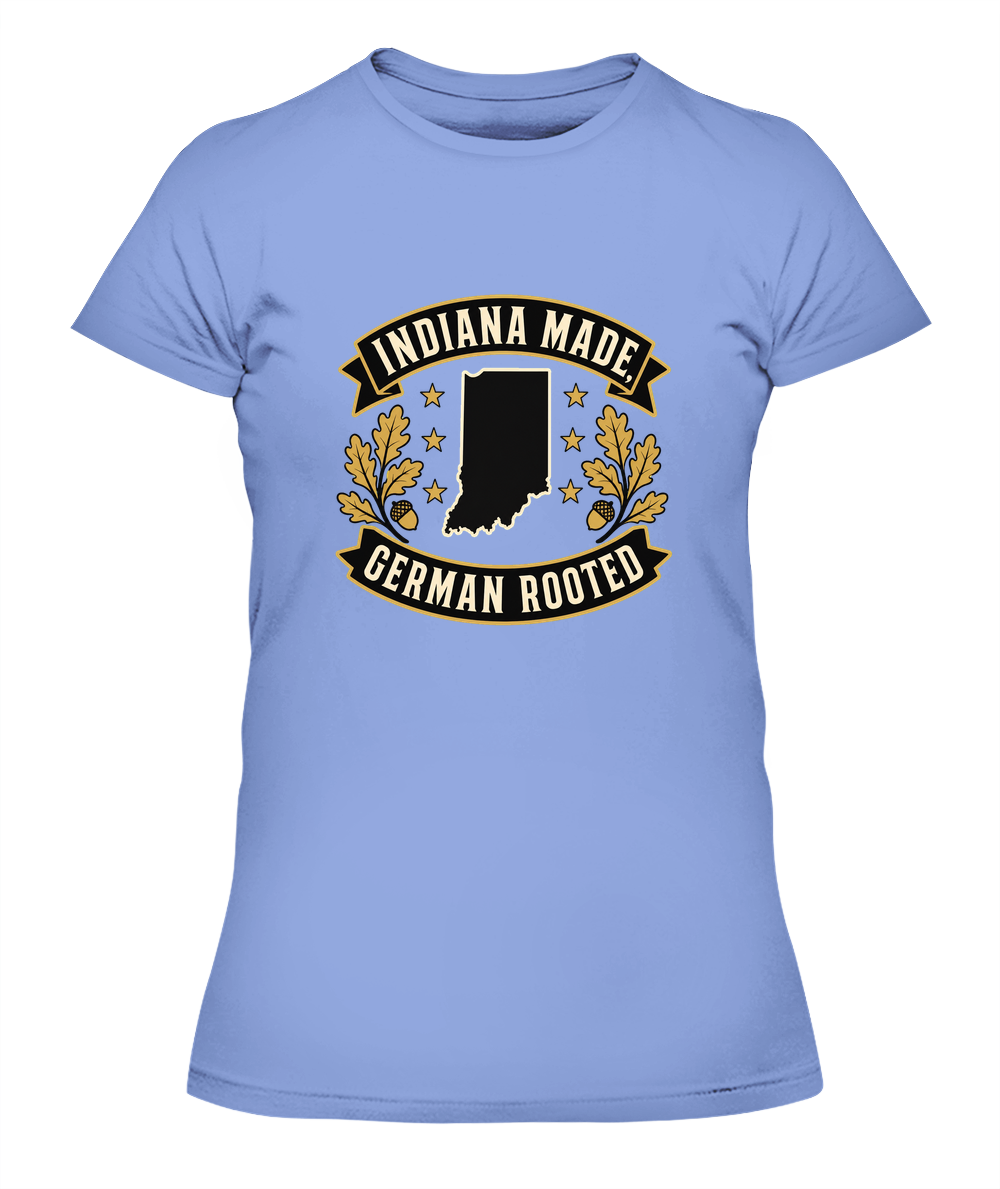 Indiana Made, German Rooted — Lady's T-Shirt in Light Blue