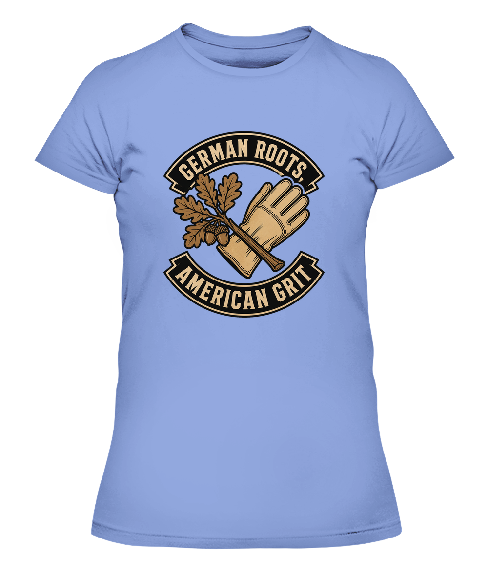German Roots, American Grit — Lady's T-Shirt in Light Blue