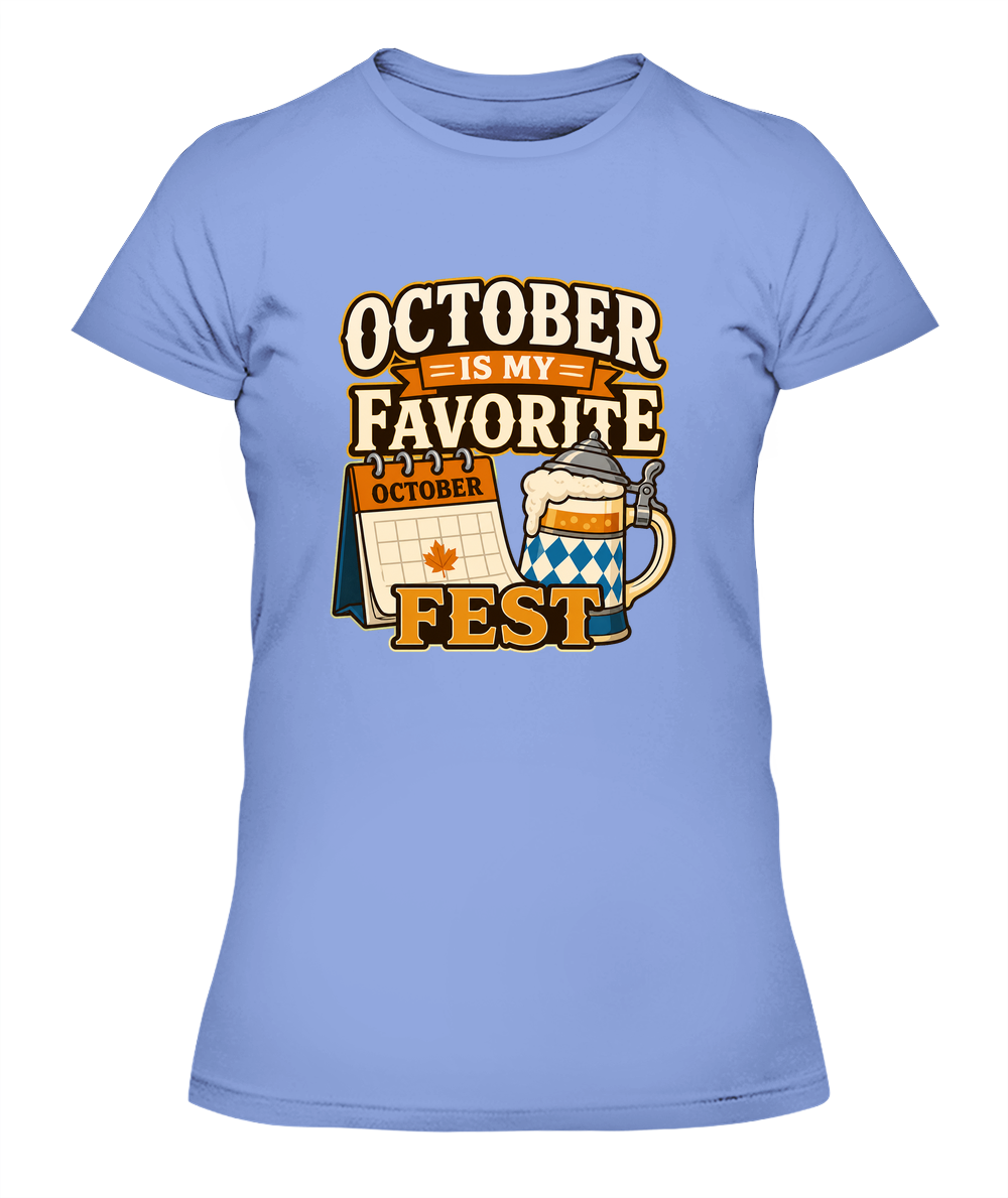 October Is My Favorite Fest — Lady's T-Shirt in Light Blue