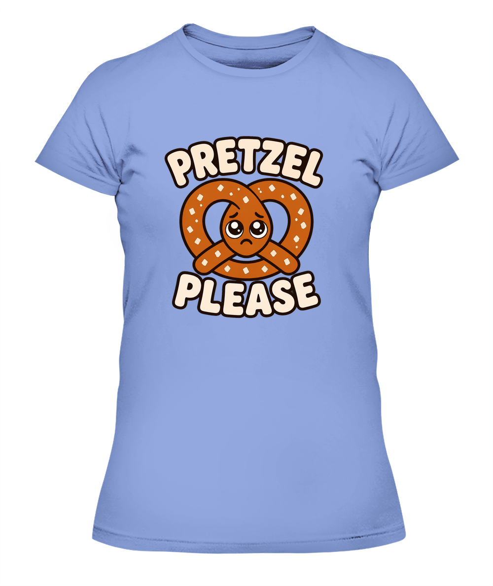 Pretzel Please — Lady's T-Shirt in Light Blue