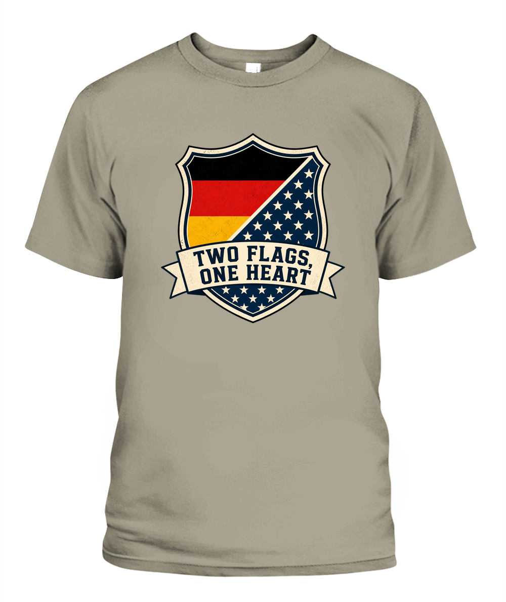Two Flags, One Heart — T-Shirt in Sandstone