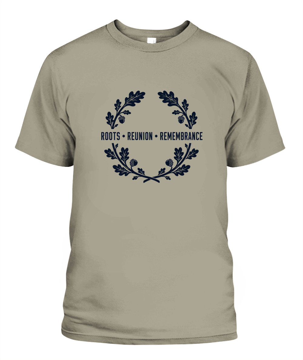 Roots, Reunion, Remembrance — T-Shirt in Sandstone