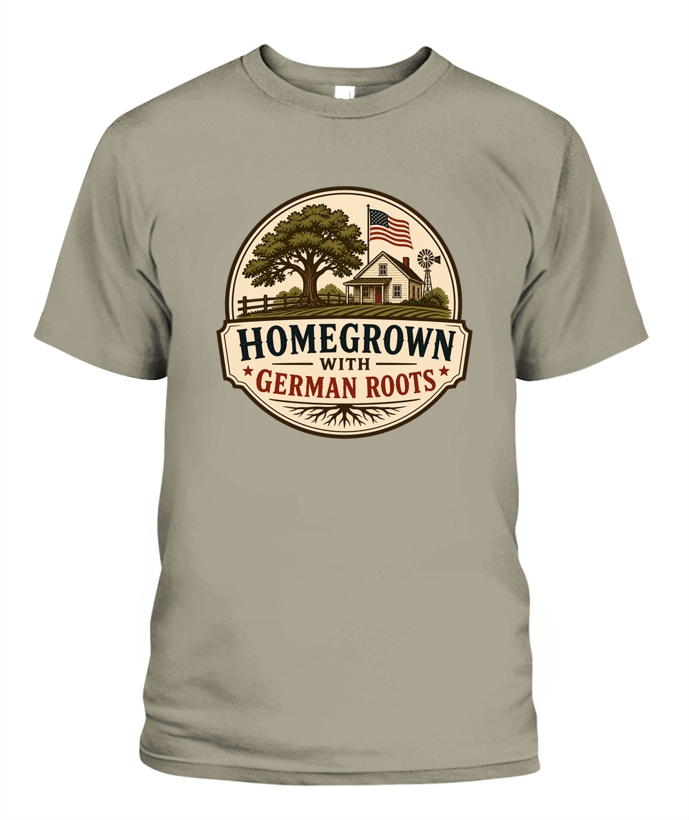 Homegrown With German Roots — T-Shirt in Sandstone